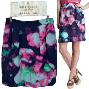 Kate Spade Pink Purple Barry Abstract Watercolor Tie Dye A-line Skirt 0 $298